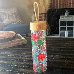 ▶️ Teavana ◀️ Apana Glass Water Bottle with Bamboo Lid.